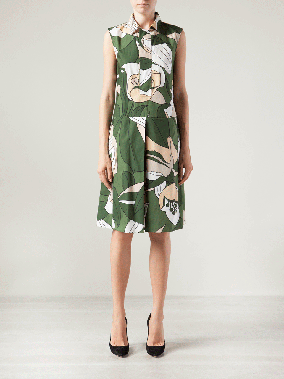 MARNI-Sleeveless Henley Shirt Dress-