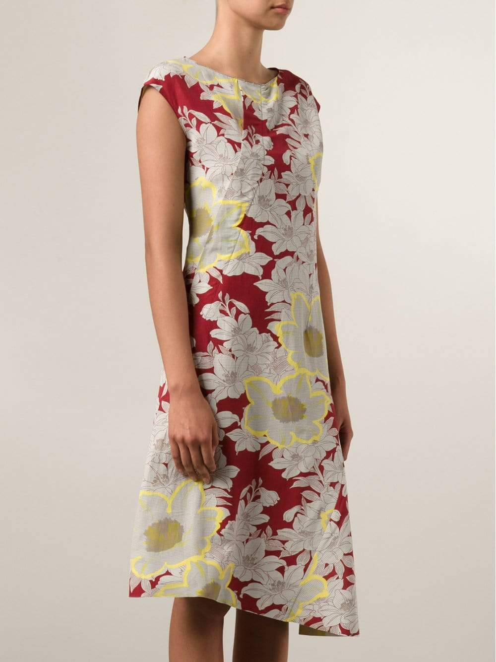 MARNI-Cap Sleeve Print Dress-