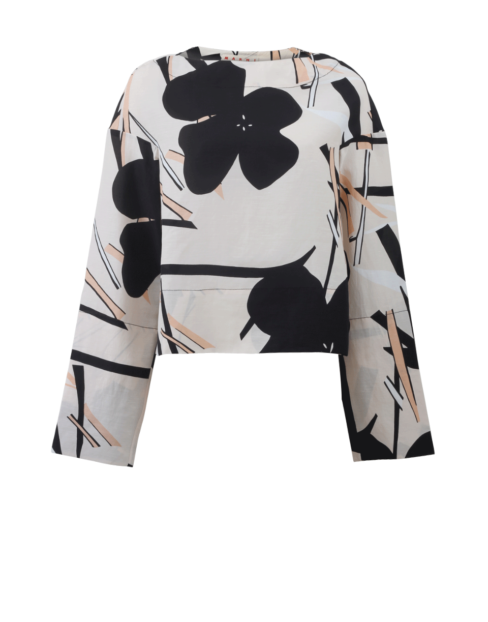 MARNI-Boatneck Printed Blouse-