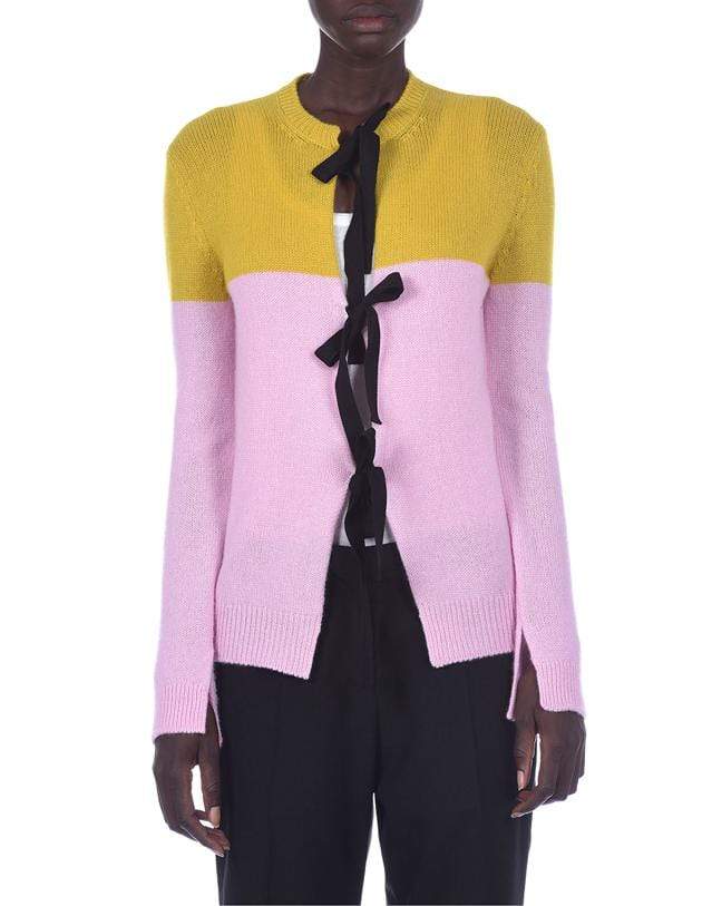 MARNI-Color Block Bow Fastening Cardigan-