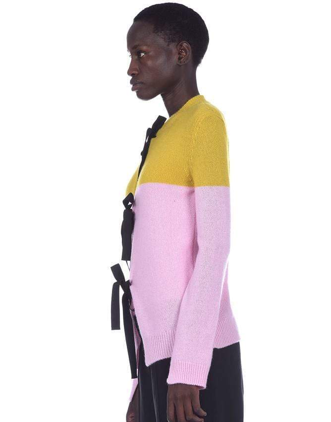 MARNI-Color Block Bow Fastening Cardigan-