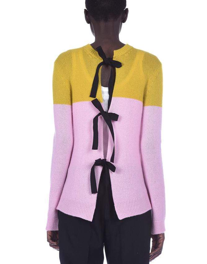 MARNI-Color Block Bow Fastening Cardigan-