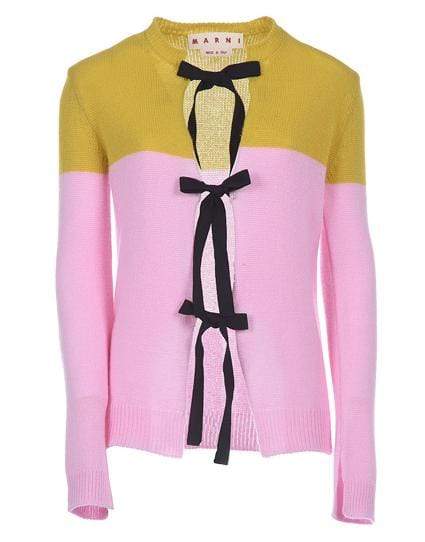 MARNI-Color Block Bow Fastening Cardigan-
