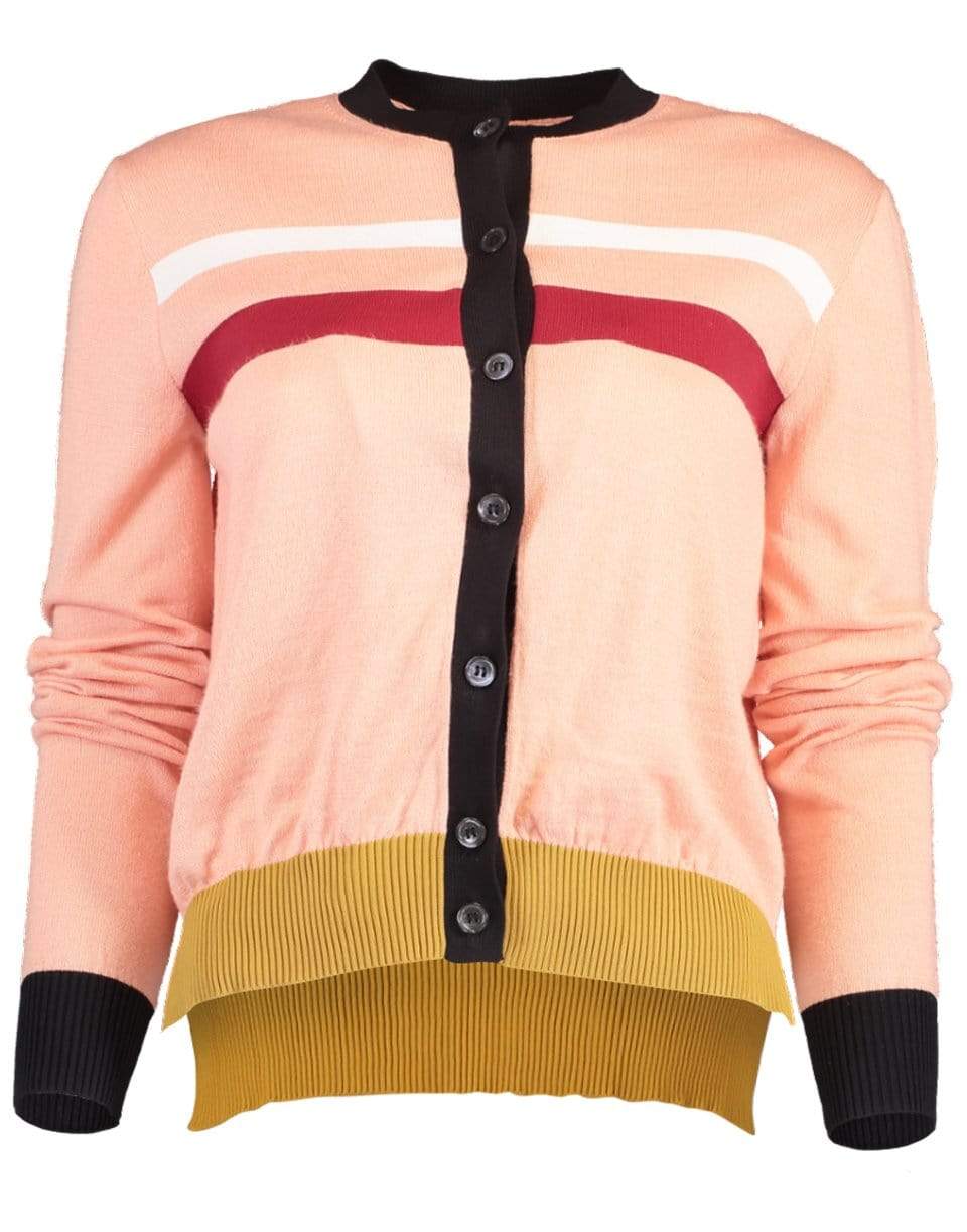 MARNI-Horizontal Striped Cardigan-PINK