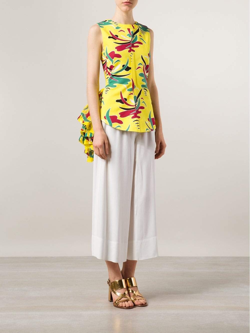 MARNI-Printed Placket Pleat Top-