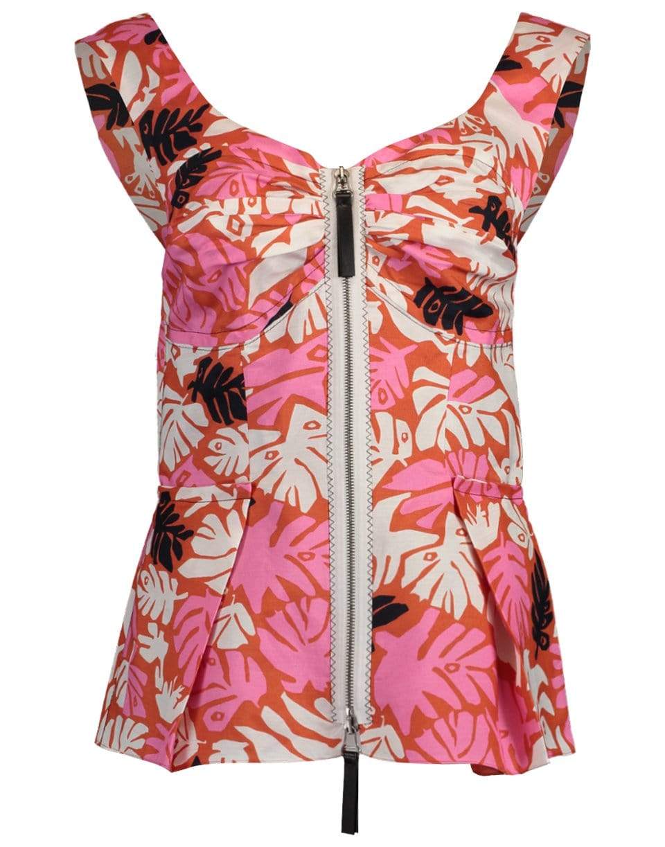 MARNI-Sleeveless Print Zip Front Tank Top-