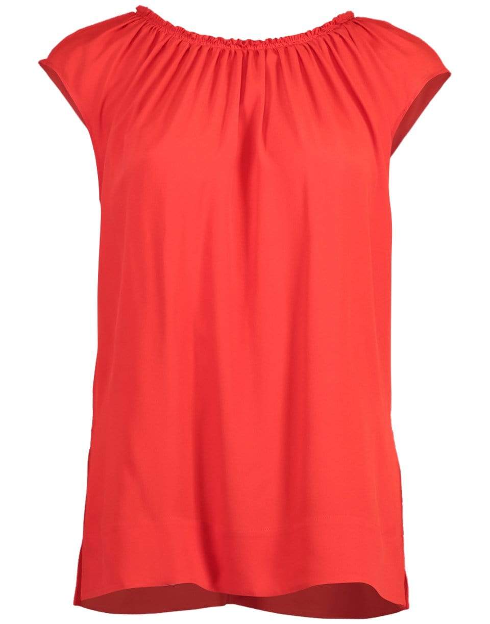 MARNI-Hot Red Ruched Sleeveless Top-