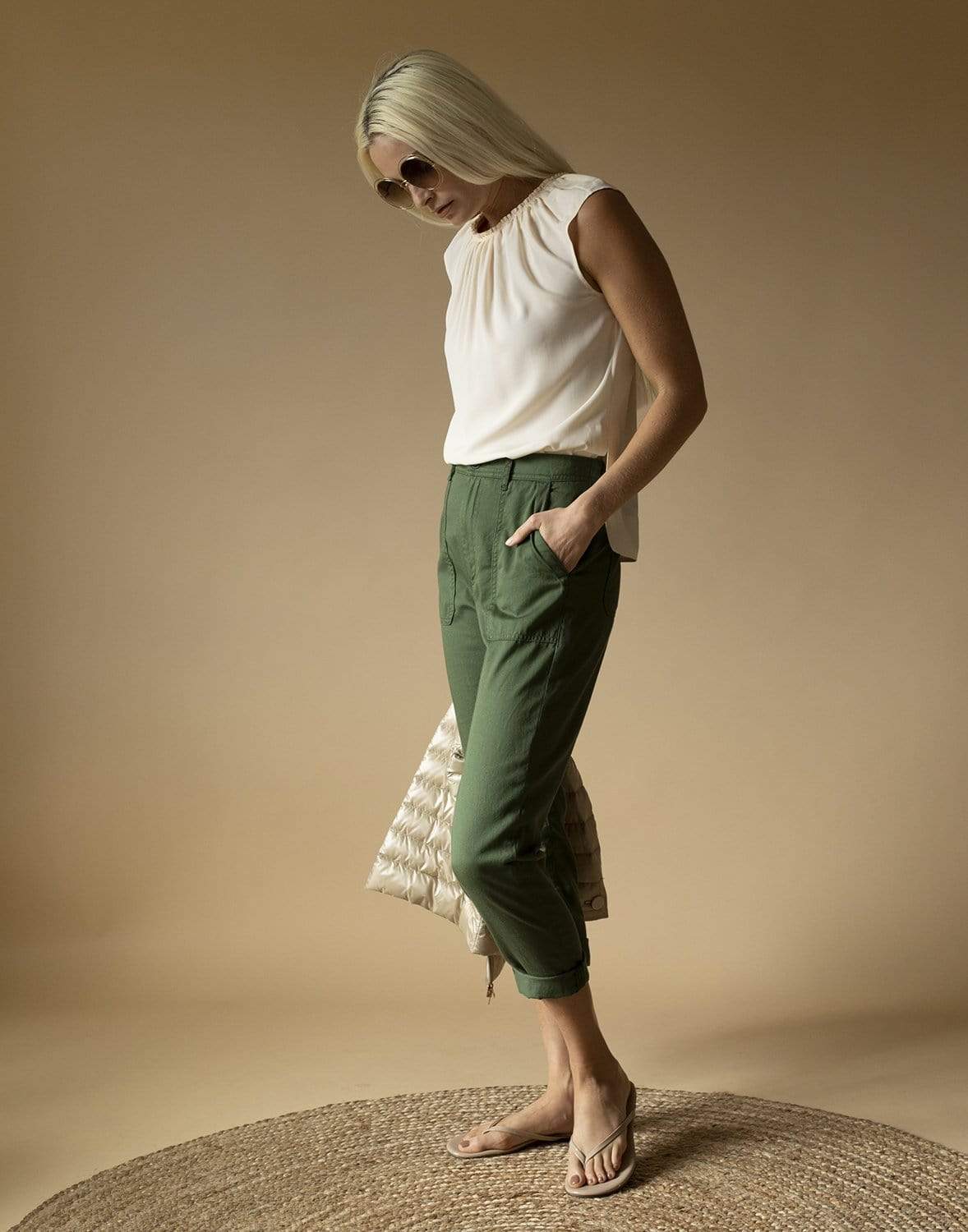 MARNI-Snow Ruched-Neck Sleeveless Blouse-
