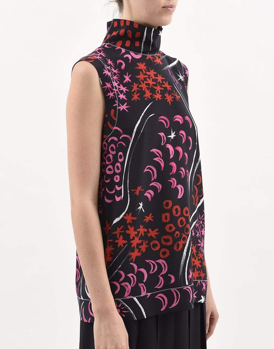 MARNI-Sleeveless Floral Print Turtleneck Tunic-