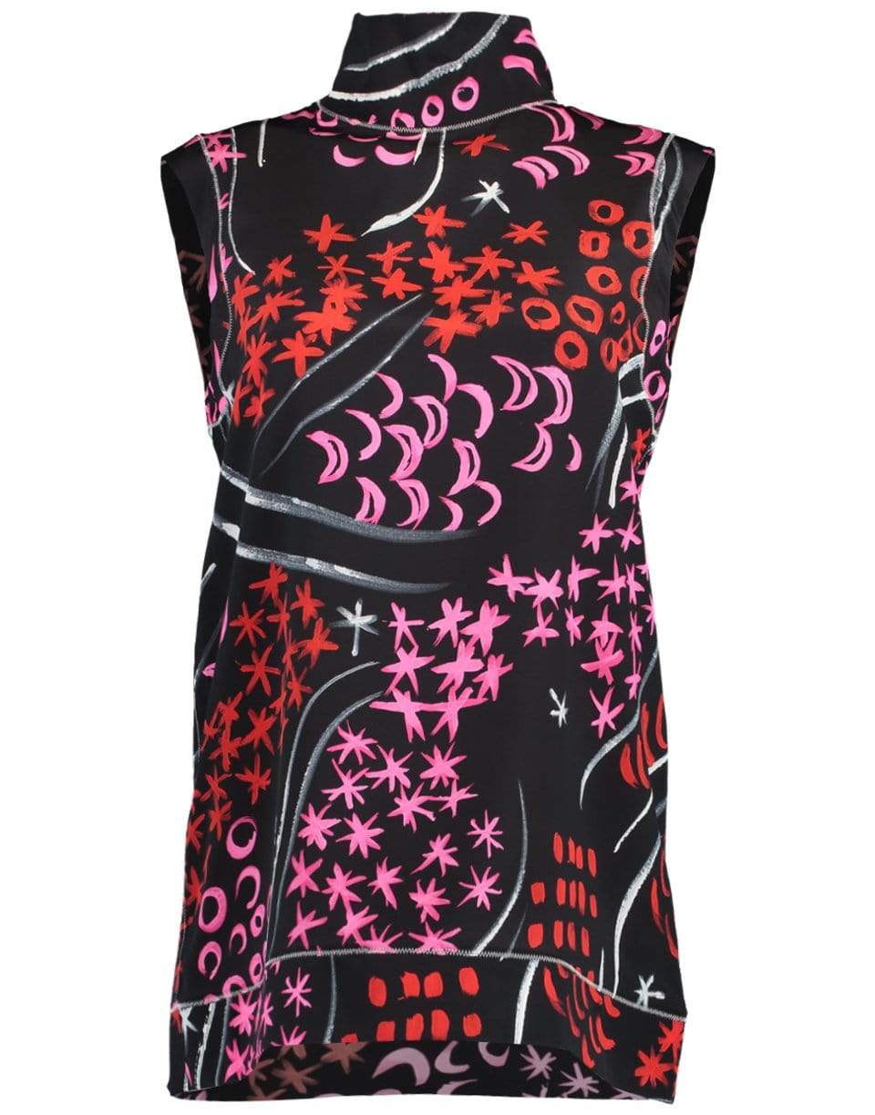 MARNI-Sleeveless Floral Print Turtleneck Tunic-