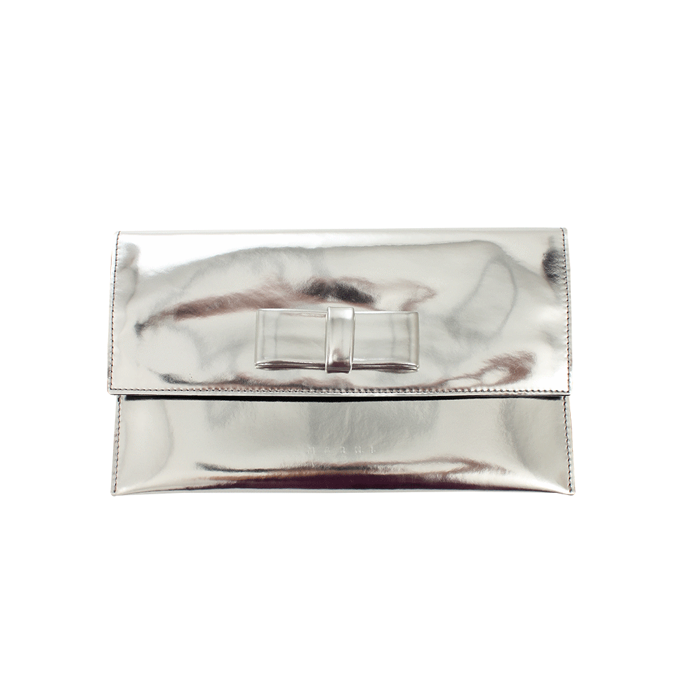 MARNI-Silver Pouchette With Bow-SILVER