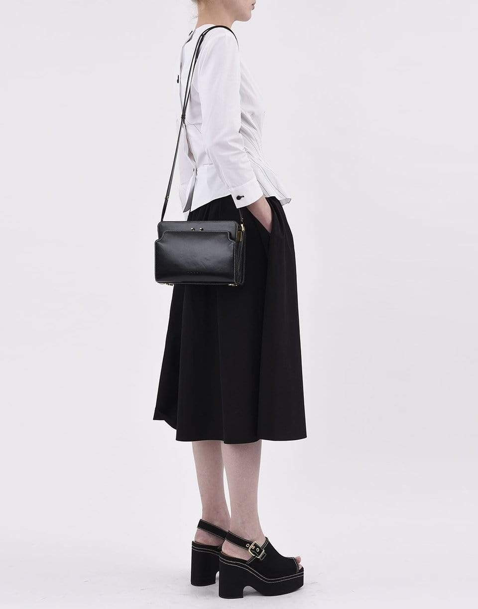 MARNI-Trunk Reverse Handbag-BLK/RED