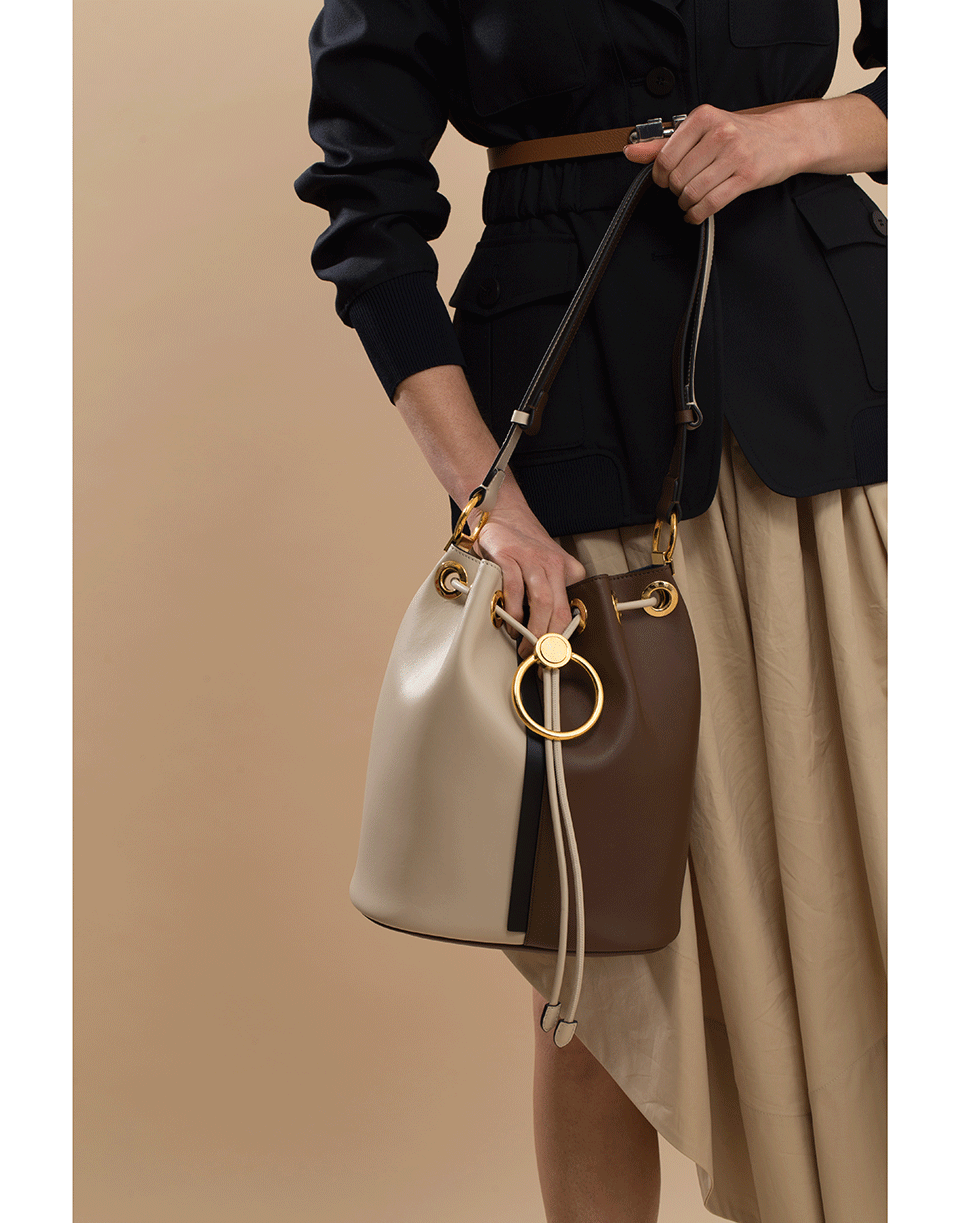 MARNI-Earring Two-Tone Bucket bag-WHT/CHST