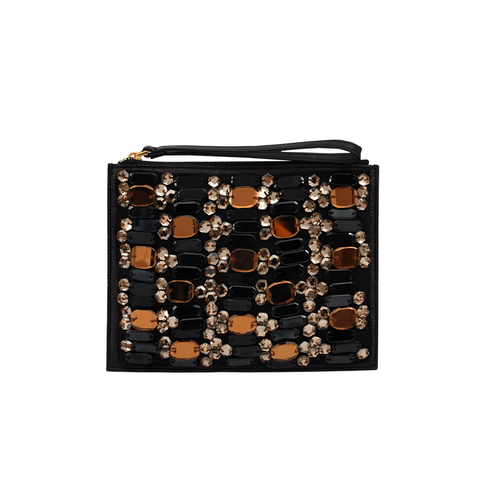 MARNI-Crystal Embroided Wristlet-COAL