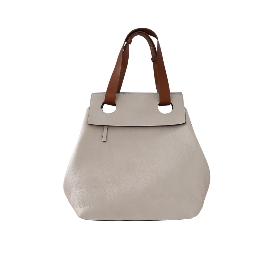 MARNI-Leather Shopping Bag-ANTRACITE/WHITE