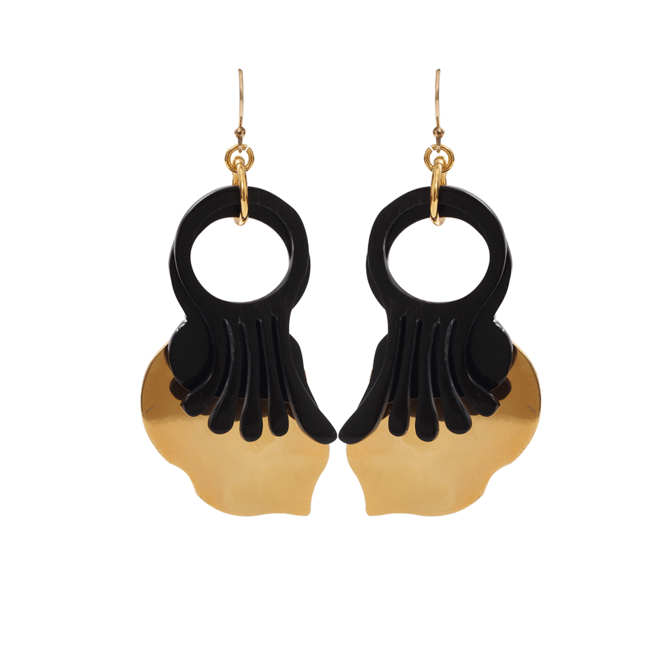 MARNI-Flower Earrings With Leaf-BLACK