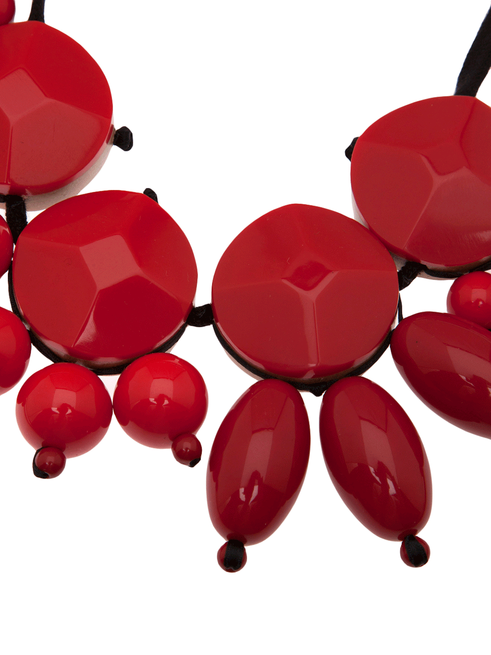 MARNI-Raspberry Circle And Bead Collar Necklace-RASPBERY