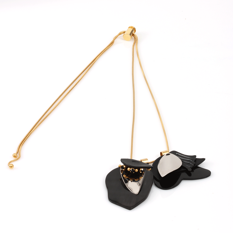 MARNI-Gold Leaf Pendant Necklace-BLACK