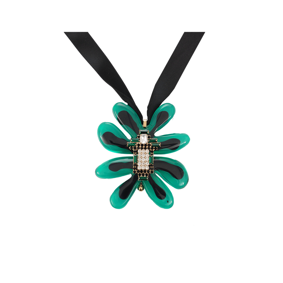 MARNI-Green Resin Leaf Pendant Necklace-GREEN