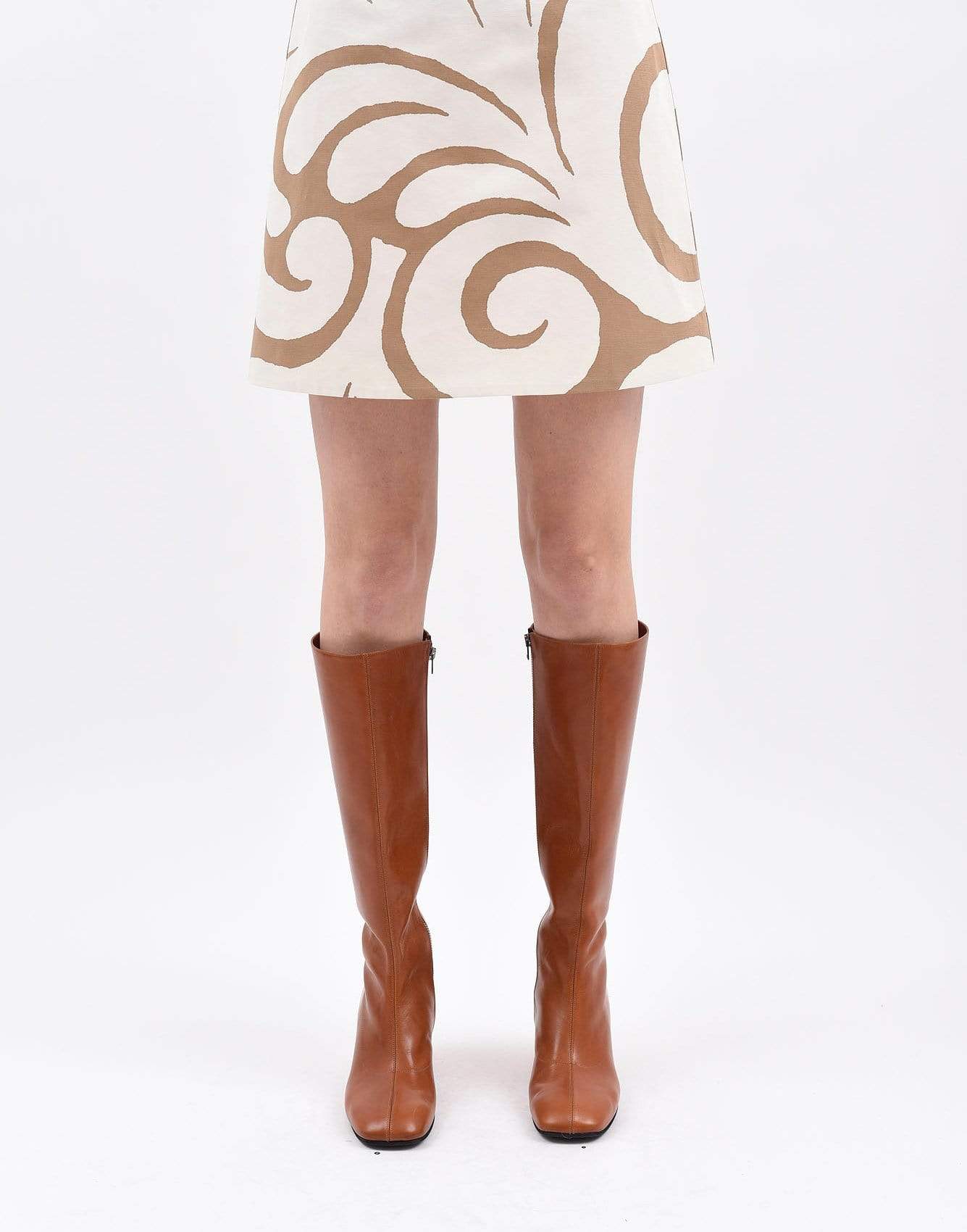 MARNI-Cinnamon Exposed Zipper Knee High Boot-
