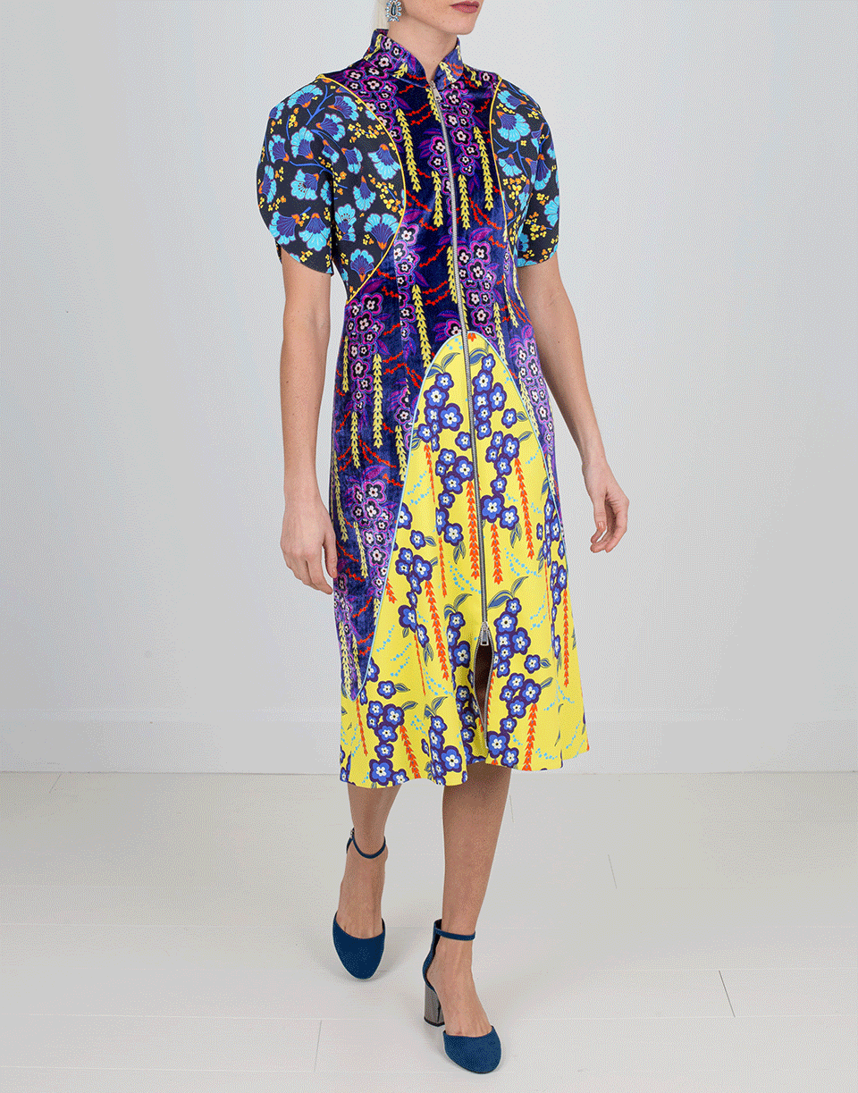 MARY KATRANTZOU-Kelpie Printed Velvet Dress-NAVY