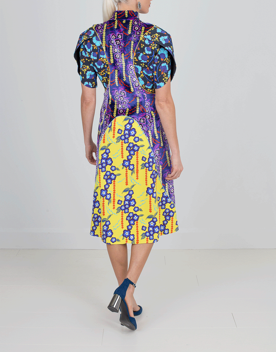 MARY KATRANTZOU-Kelpie Printed Velvet Dress-NAVY