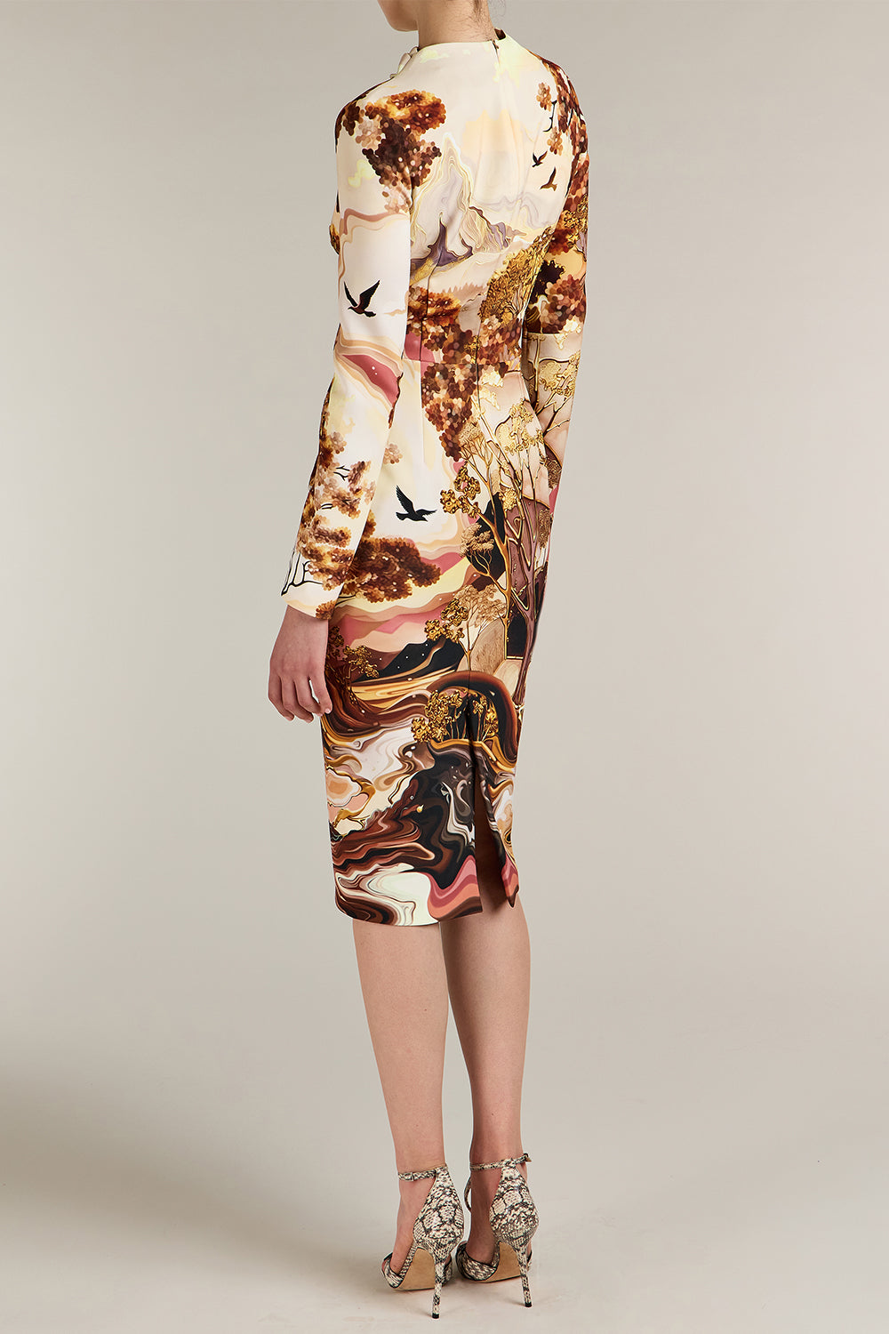  Aeila Landscape Print Long Sleeve Midi Dress-NOVELTY-4-CLOTHINGDRESSCASUAL-MARY KATRANTZOU 