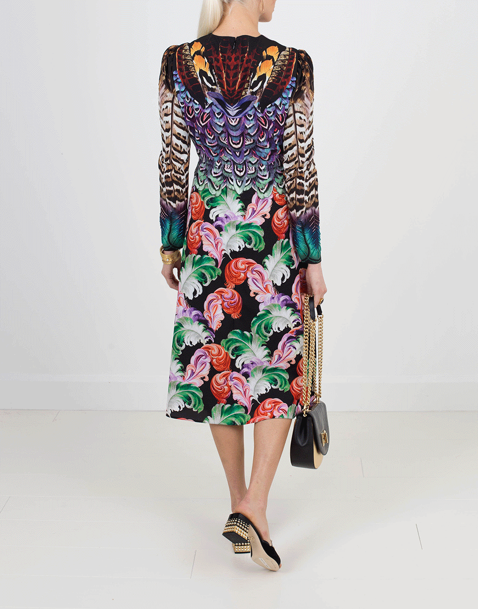 MARY KATRANTZOU-Pheasant Dress-PEACOCK