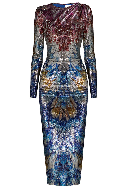 Lico Sequin Long Sleeve Midi Dress-NOVELTY-2-CLOTHINGDRESSCOCKTAIL-MARY KATRANTZOU