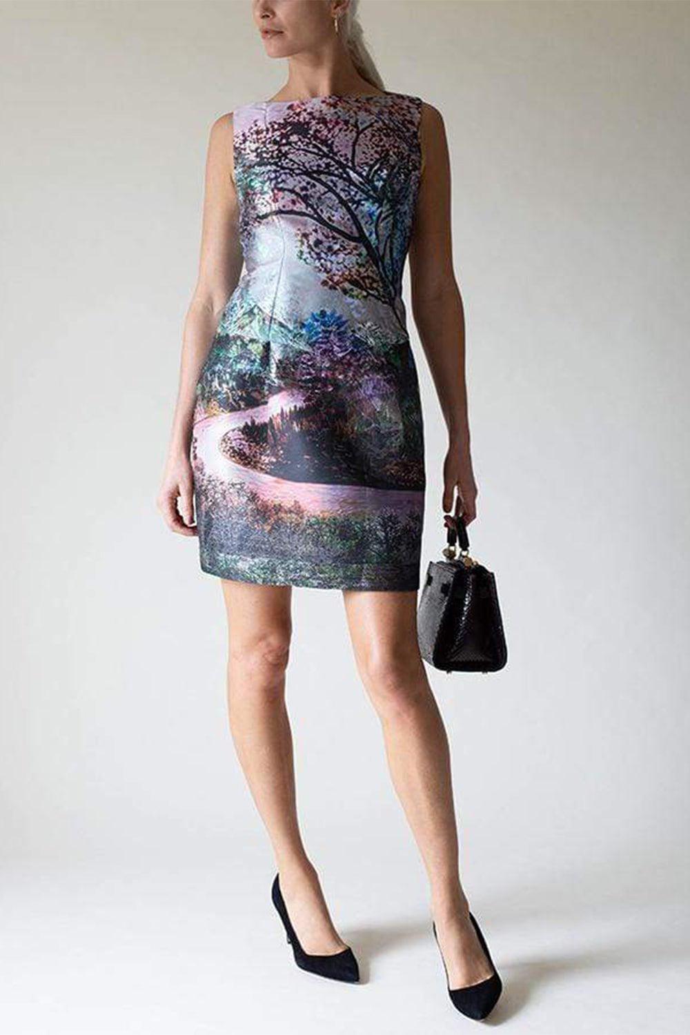 MARY KATRANTZOU-Sleeveless Kardia Tree Print Dress-MULTI