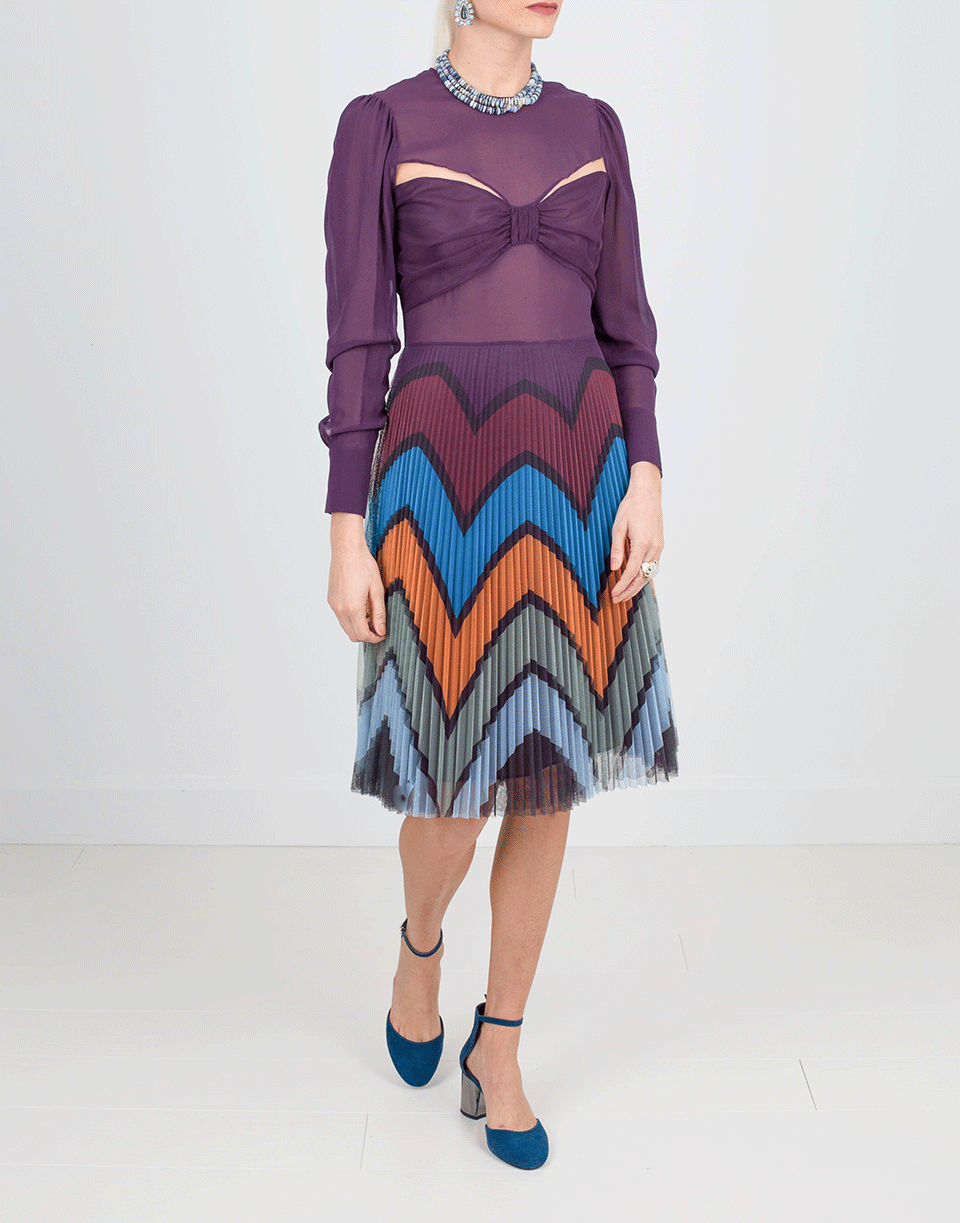 MARY KATRANTZOU-Beta Tulle Chevron Dress-PRUGNA