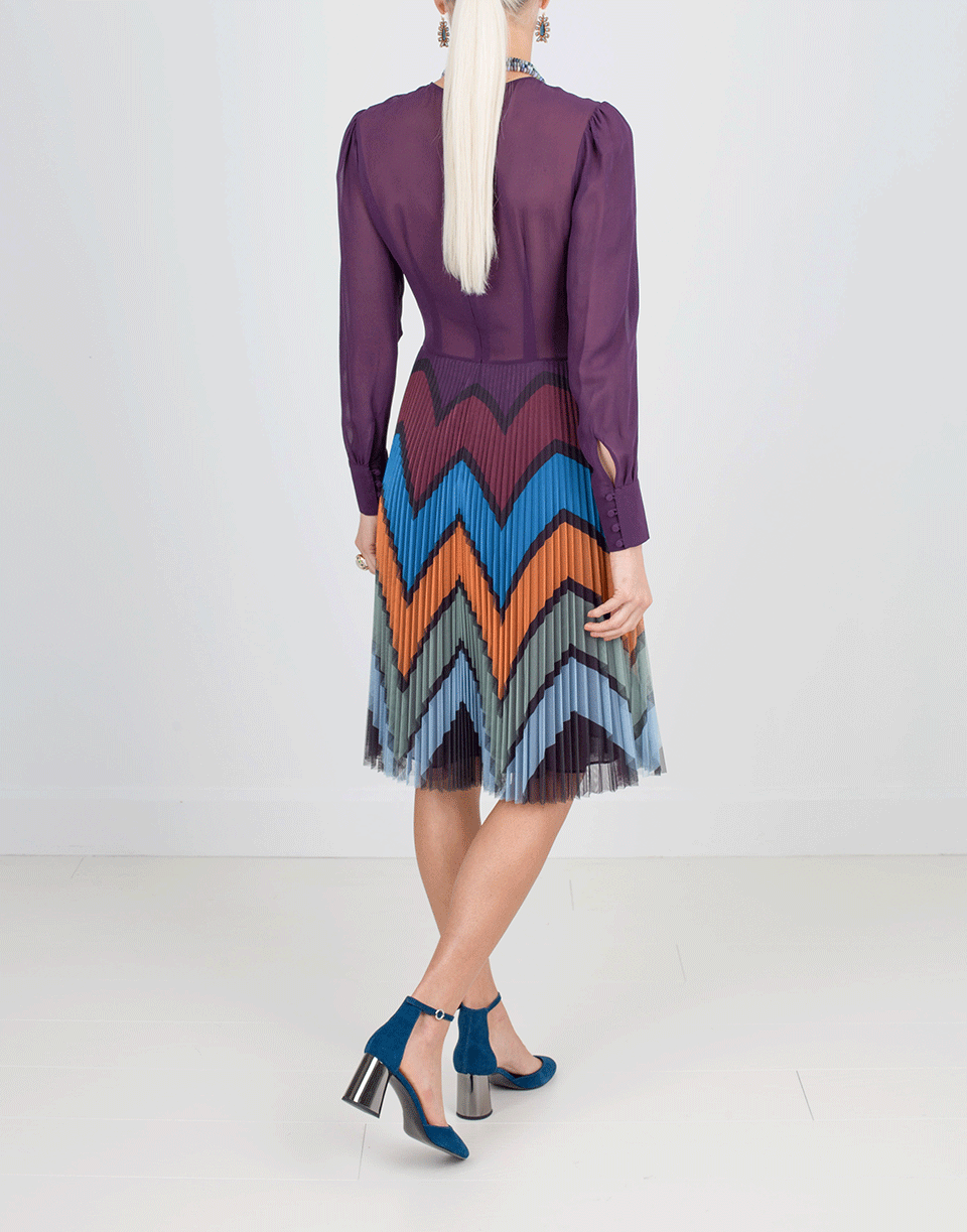 MARY KATRANTZOU-Beta Tulle Chevron Dress-PRUGNA