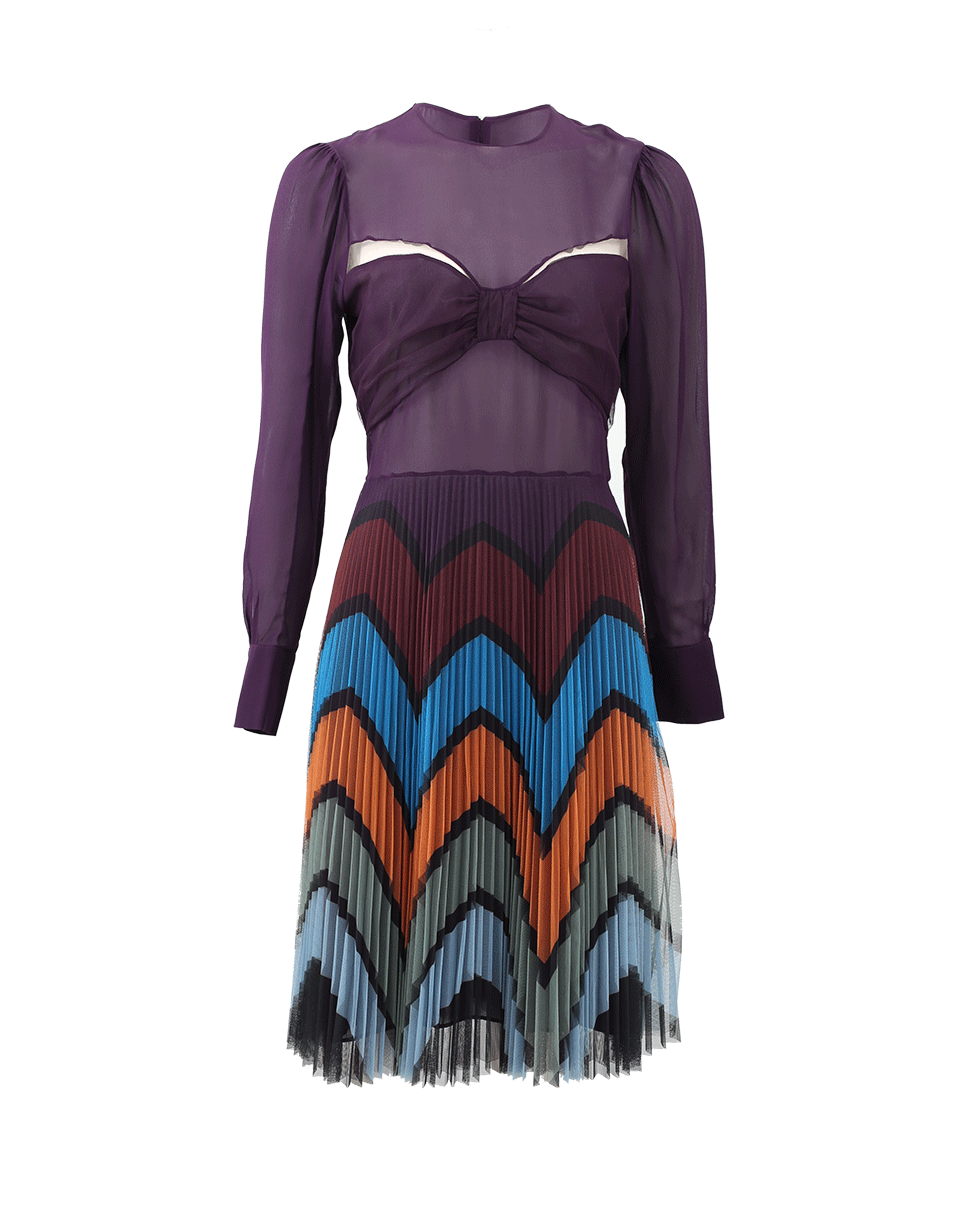 MARY KATRANTZOU-Beta Tulle Chevron Dress-PRUGNA
