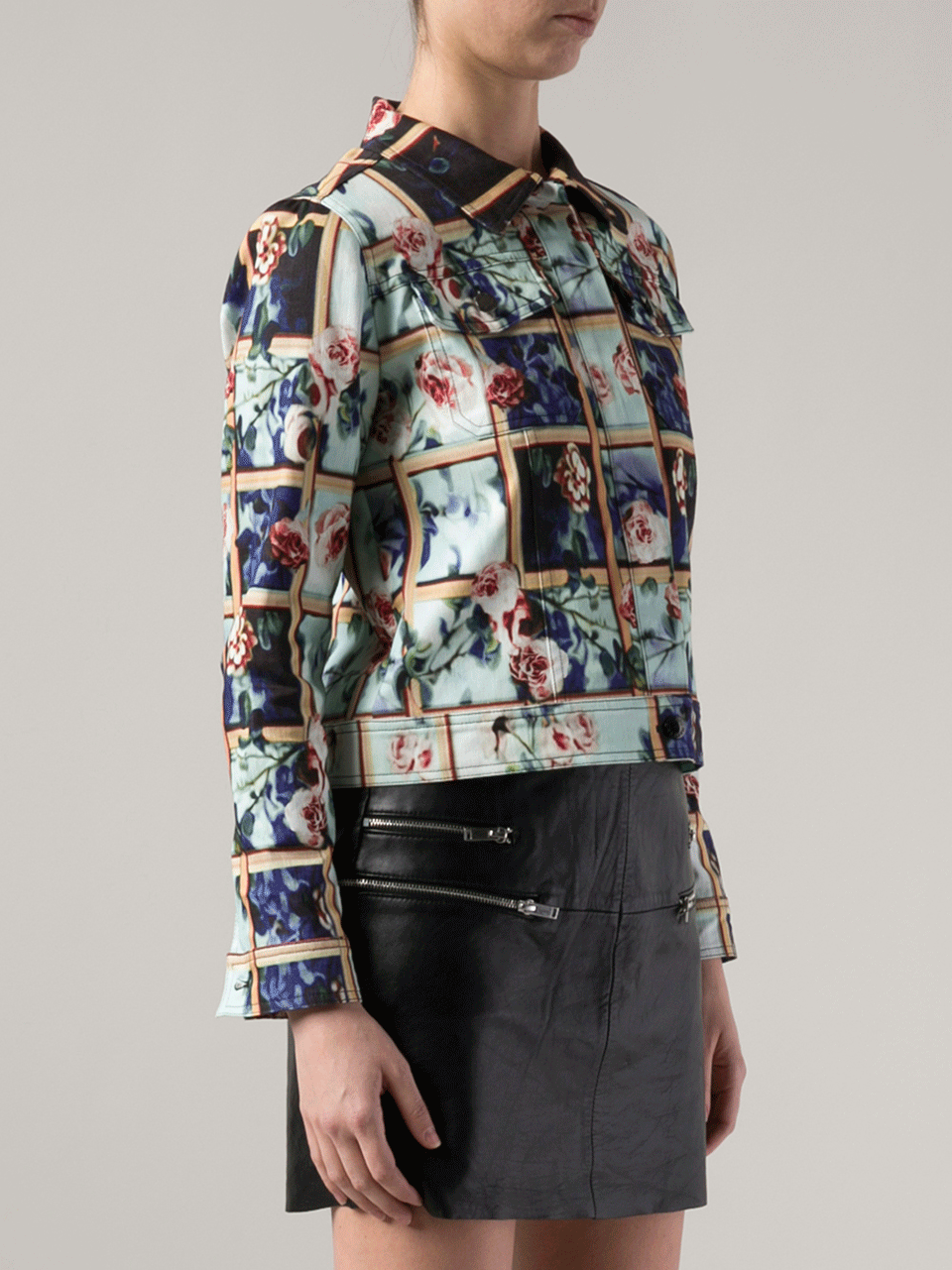 MARY KATRANTZOU-Cage Floral Print Denim Jacket-