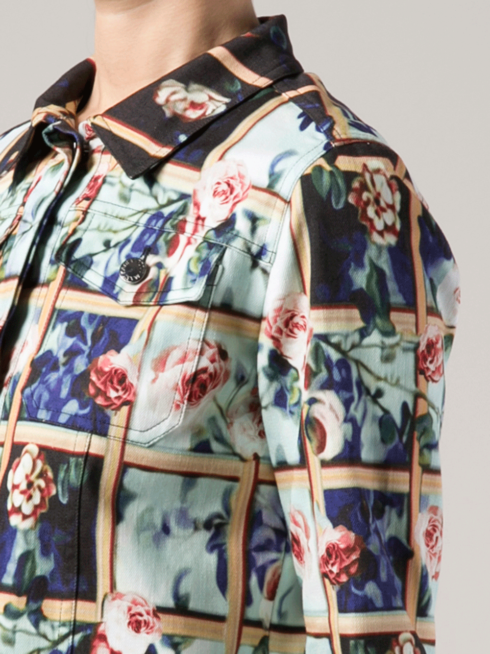 MARY KATRANTZOU-Cage Floral Print Denim Jacket-
