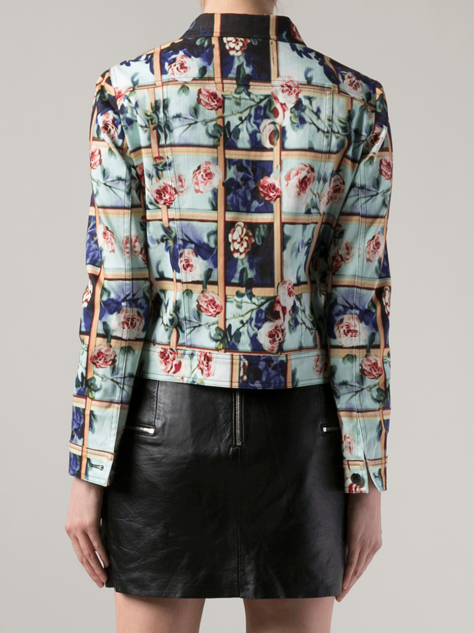 MARY KATRANTZOU-Cage Floral Print Denim Jacket-