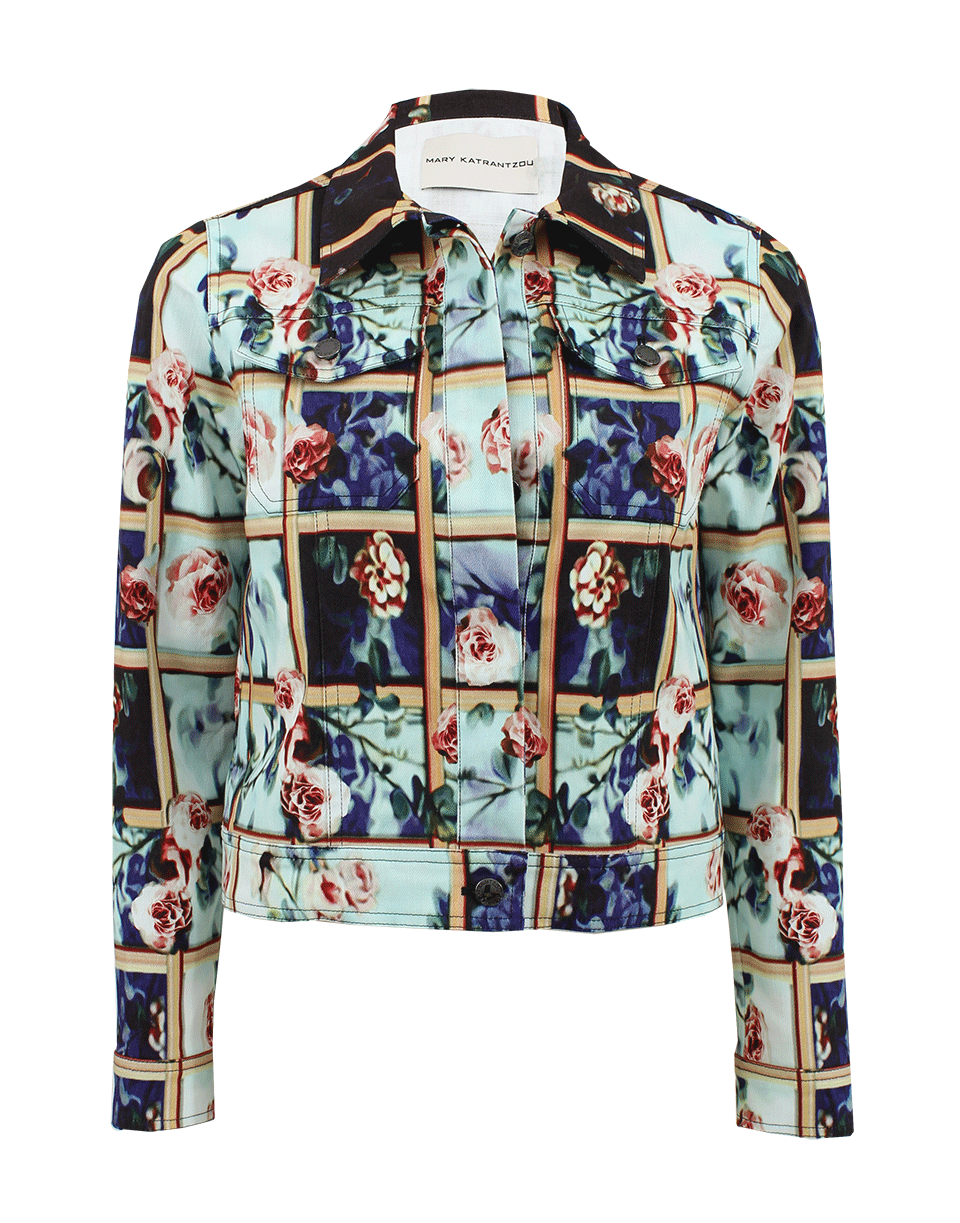 MARY KATRANTZOU-Cage Floral Print Denim Jacket-