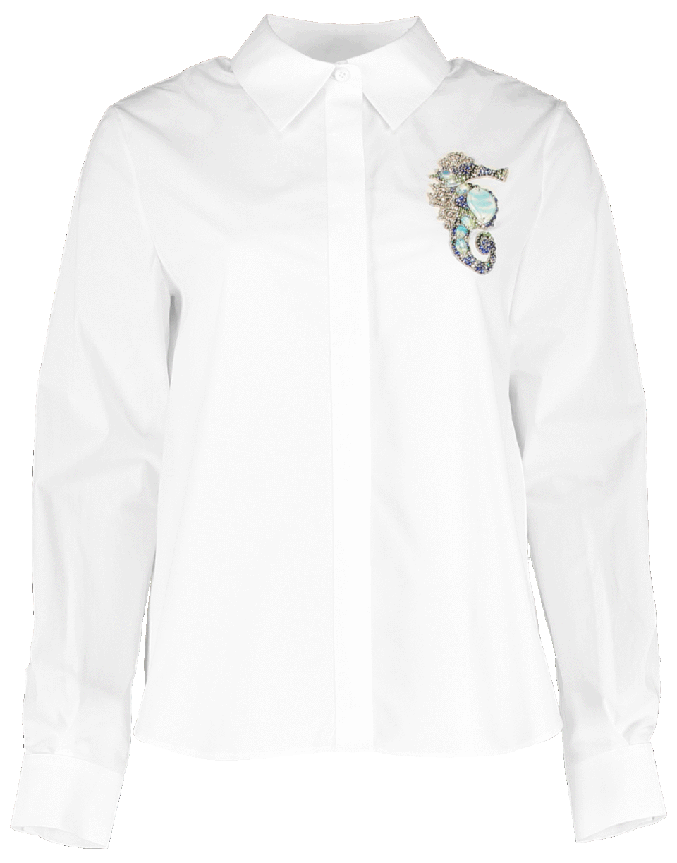 MARY KATRANTZOU-Embroidered Seahorse Shane Shirt-