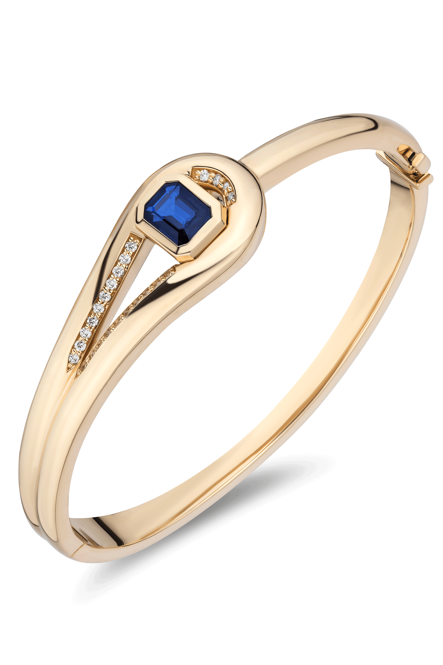 Blue Sapphire Slingshot Lasso Bangle Bracelet-YELLOW GOLD-M-JEWELRYFINE JEWELBRACELET O-MASON & BOOKS