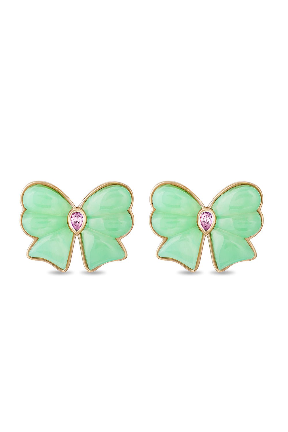 MASON & BOOKS-Berkeley Chrysoprase Bow Stud Earrings-YELLOW GOLD
