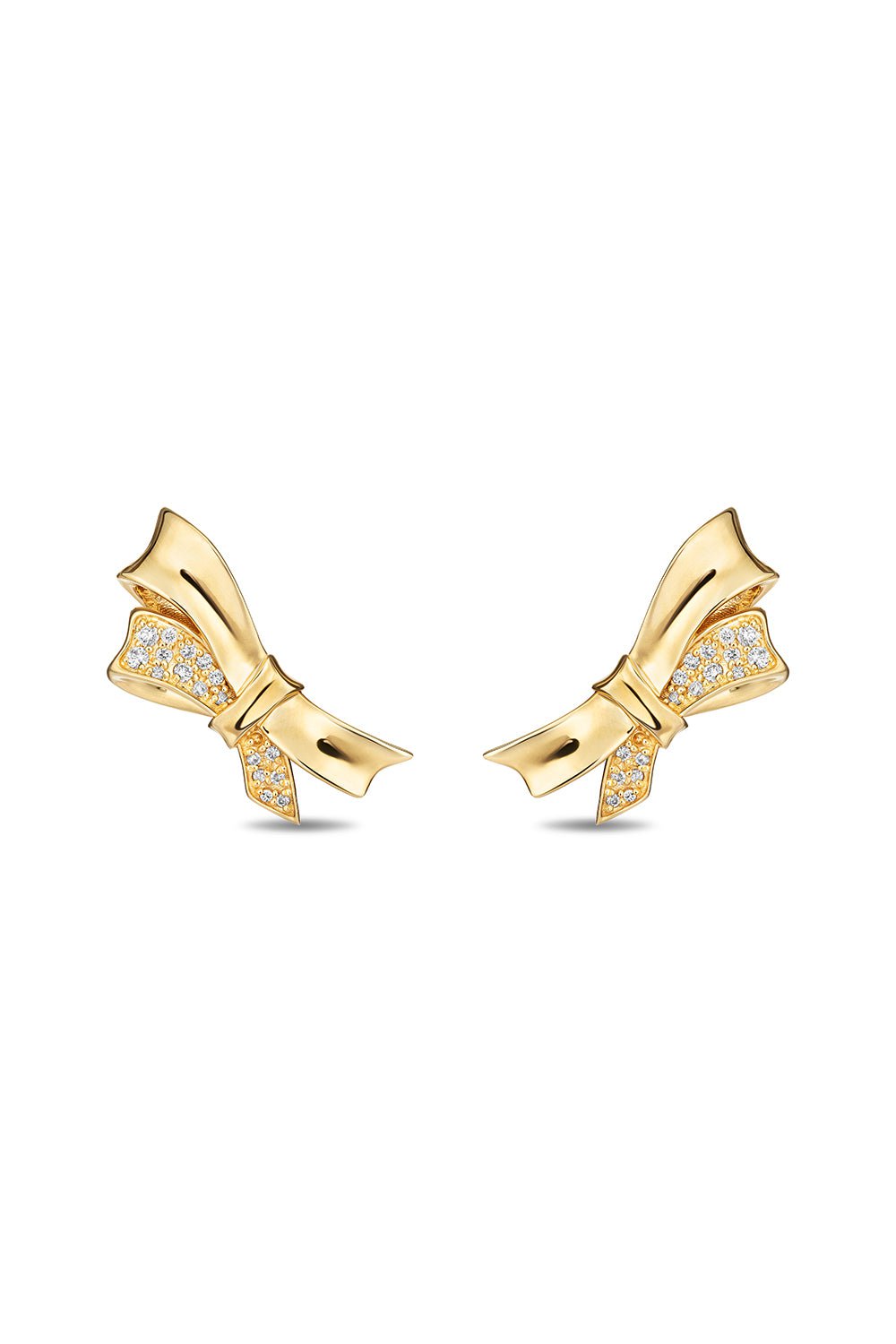 MASON & BOOKS-Chiffon Bow Stud Earrings-YELLOW GOLD