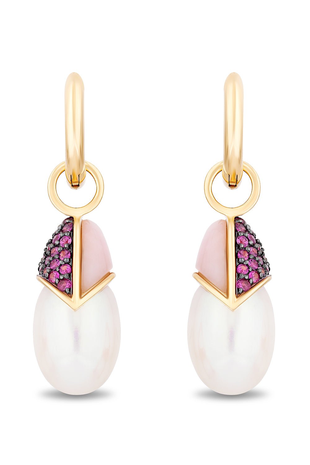 MASON & BOOKS-Scottie Pearl Huggie Earrings-YELLOW GOLD
