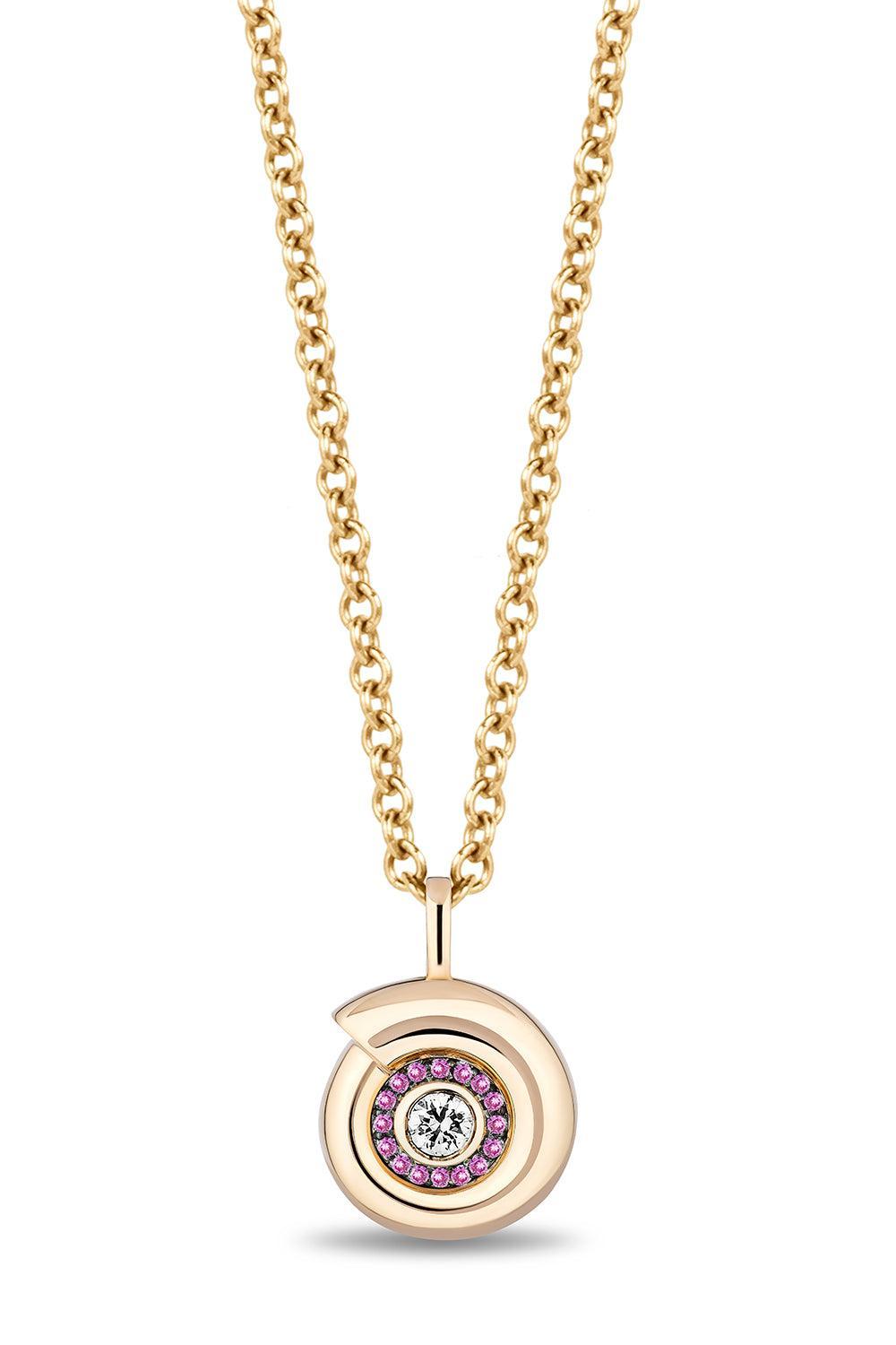Sapphire Mini Nautilus Pendant-YELLOW GOLD-18-JEWELRYFINE JEWELNECKLACE O-MASON & BOOKS