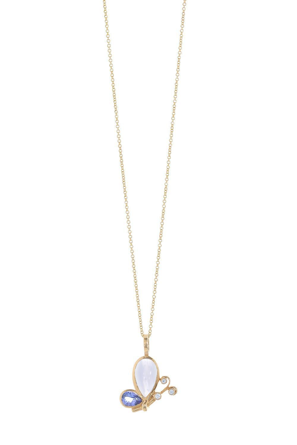 Small Tanzanite Butterfly Effect Pendant Necklace-YELLOW GOLD-18-JEWELRYFINE JEWELNECKLACE O-MASON & BOOKS