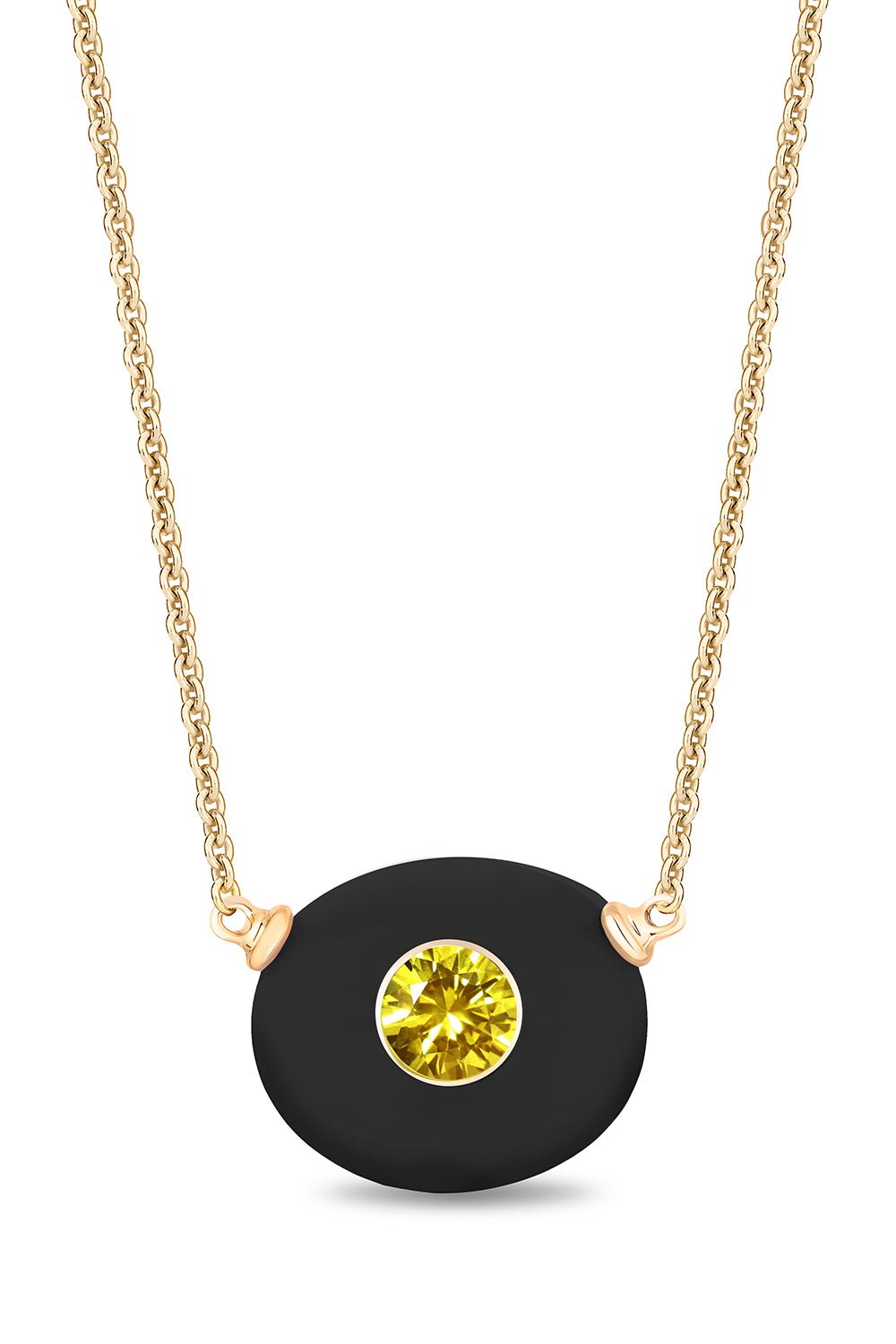 MASON & BOOKS-Black Agate Milestone Necklace-YELLOW GOLD