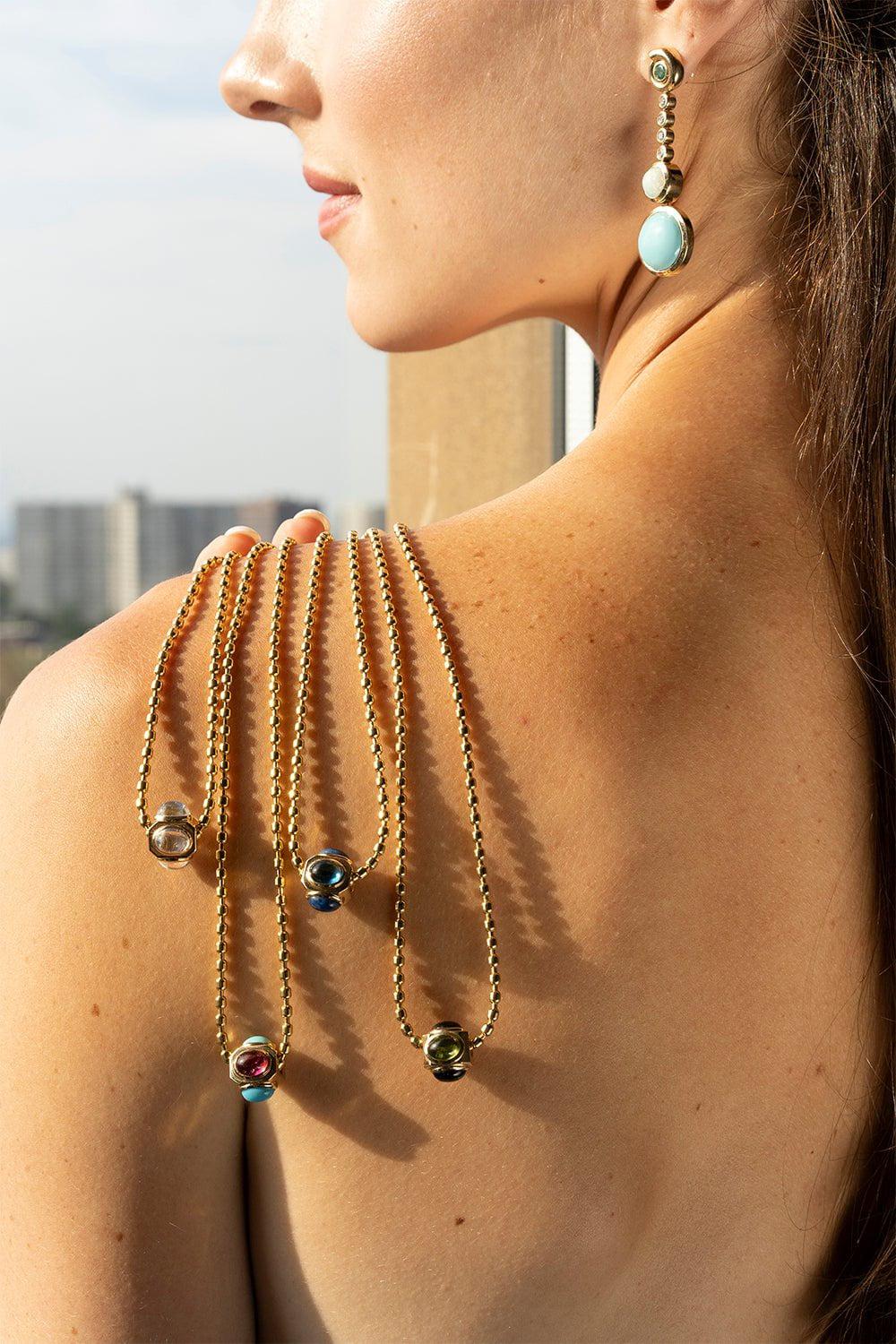 MASON & BOOKS-Lapis Golden Nugget Necklace-YELLOW GOLD