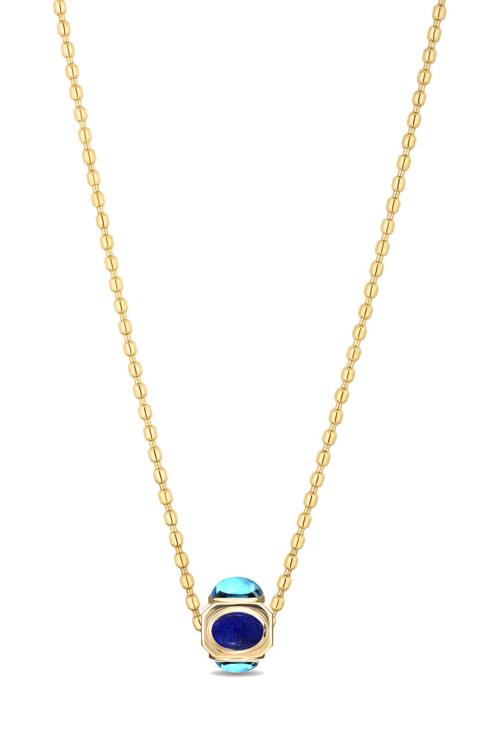 MASON & BOOKS-Lapis Golden Nugget Necklace-YELLOW GOLD