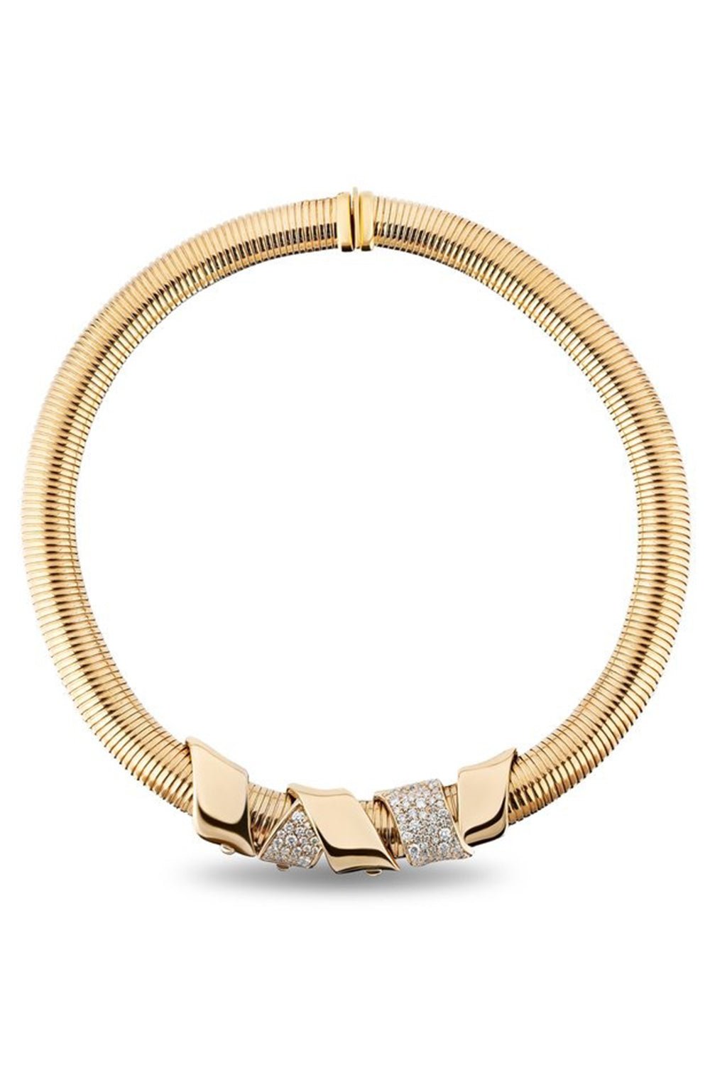 MASON & BOOKS-Ribbon Wrap Tubogas Necklace-YELLOW GOLD