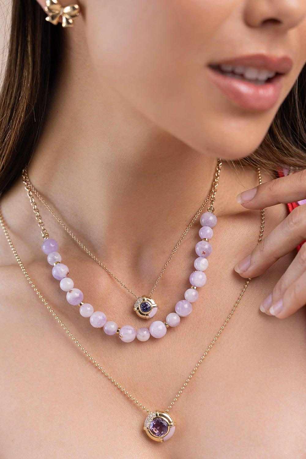 MASON & BOOKS-Small Touch Of Sugar Necklace - Tanzanite-YELLOW GOLD