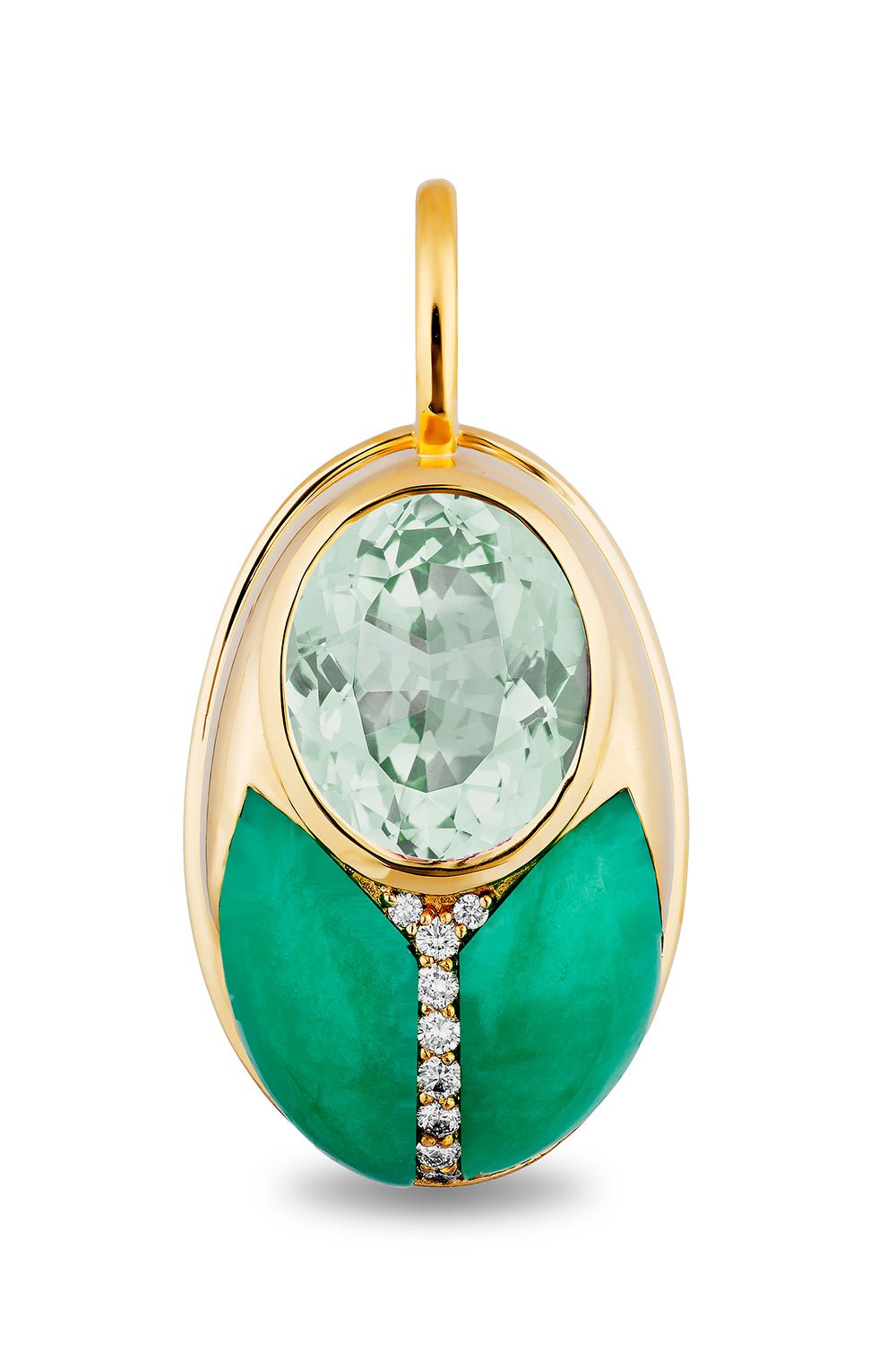 MASON & BOOKS-Big Love Bug Chrysoprase Pendant-YELLOW GOLD